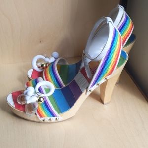 betsey johnson rainbow platform heels